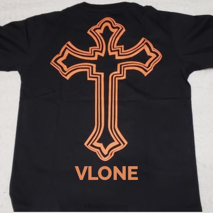 Vlone férfiak tupac cross fekete póló 8JPT0190 tetejére